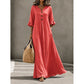 🌸 Flattering Flow | Women's V-Neck Button-Front Maxi Dress with Pockets