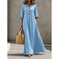 🌸 Flattering Flow | Women's V-Neck Button-Front Maxi Dress with Pockets