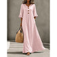 🌸 Flattering Flow | Women's V-Neck Button-Front Maxi Dress with Pockets