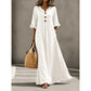 🌸 Flattering Flow | Women's V-Neck Button-Front Maxi Dress with Pockets