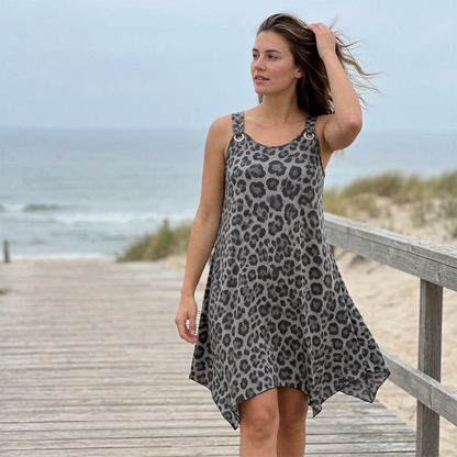 🏖️Summer Hot Sale 50% OFF🏝️👗🐆Plus Size Leopard Print Dress with Ring Straps✨Flattering Loose Fit & Modern Edge for Any Occasion