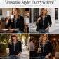 ⌛Limited-Time Offer-Women's Denim Collar Long Sleeve Patchwork Knit Top