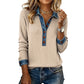 ⌛Limited-Time Offer-Women's Denim Collar Long Sleeve Patchwork Knit Top