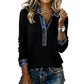 ⌛Limited-Time Offer-Women's Denim Collar Long Sleeve Patchwork Knit Top