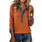 ⌛Limited-Time Offer-Women's Denim Collar Long Sleeve Patchwork Knit Top