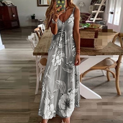 🌻 Women's Sunflower V-Neck Maxi Dress – Lightweight, Flowy & Perfect For Sunny Days ✨
