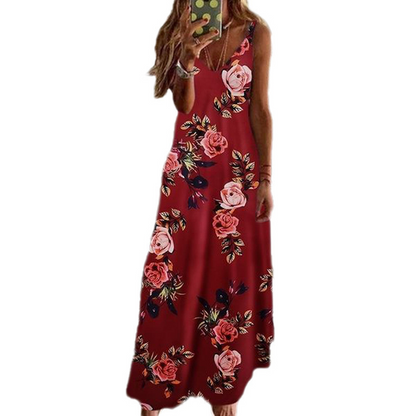 🌻 Women's Sunflower V-Neck Maxi Dress – Lightweight, Flowy & Perfect For Sunny Days ✨