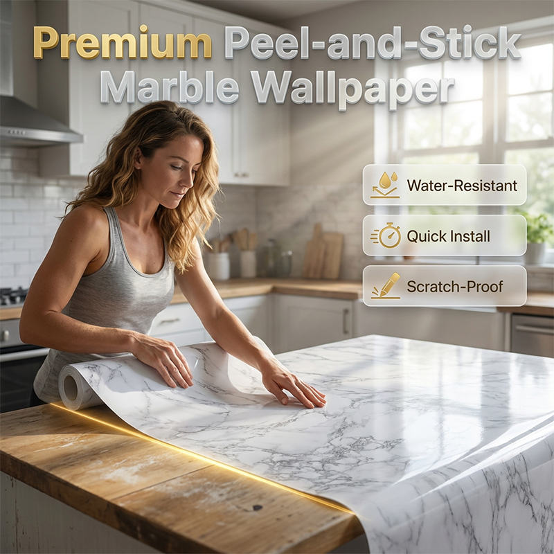 ✨ Self-Adhesive Faux Marble Wallpaper Roll – Give Your Home A Luxury Makeover In Minutes 🏡