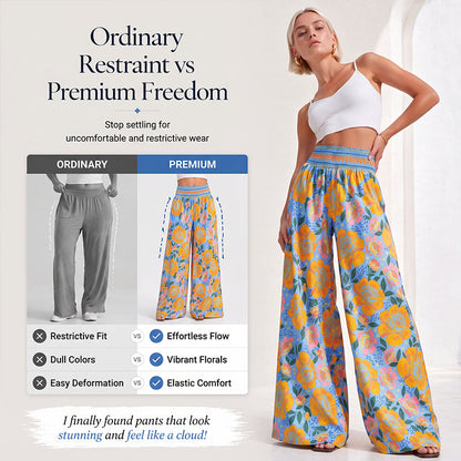 🌸⌛Limited-time offer-Women's Floral Print High-Waisted Wide-Leg Pants– Effortless Summer Style✨