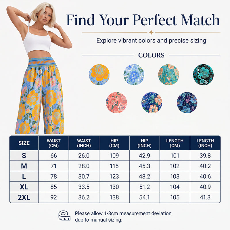 🌸⌛Limited-time offer-Women's Floral Print High-Waisted Wide-Leg Pants– Effortless Summer Style✨