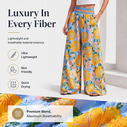 🌸⌛Limited-time offer-Women's Floral Print High-Waisted Wide-Leg Pants– Effortless Summer Style✨