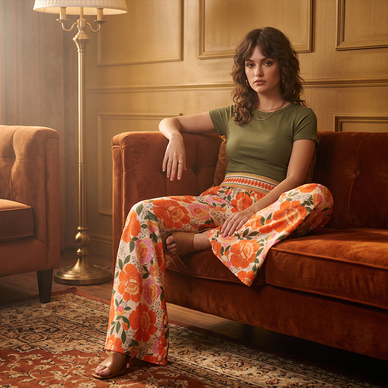 🌸⌛Limited-time offer-Women's Floral Print High-Waisted Wide-Leg Pants– Effortless Summer Style✨