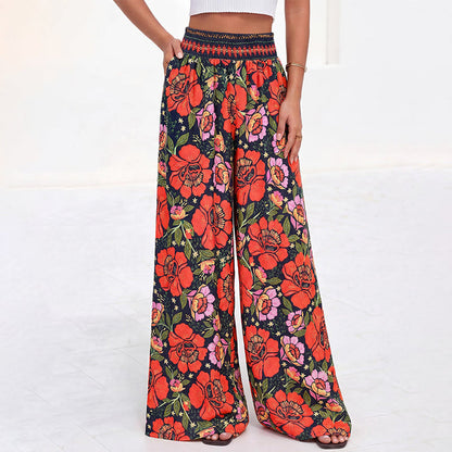 🌸⌛Limited-time offer-Women's Floral Print High-Waisted Wide-Leg Pants– Effortless Summer Style✨