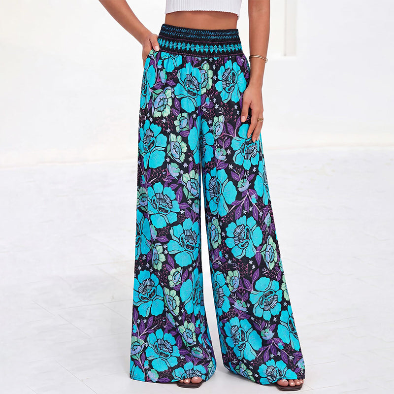 🌸⌛Limited-time offer-Women's Floral Print High-Waisted Wide-Leg Pants– Effortless Summer Style✨