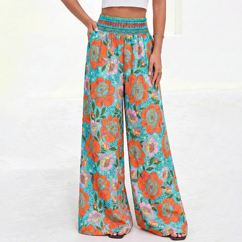 🌸⌛Limited-time offer-Women's Floral Print High-Waisted Wide-Leg Pants– Effortless Summer Style✨