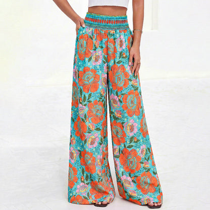 🌸⌛Limited-time offer-Women's Floral Print High-Waisted Wide-Leg Pants– Effortless Summer Style✨