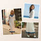 Women's Denim Patchwork Knit Midi Dress