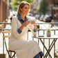 Women's Denim Patchwork Knit Midi Dress