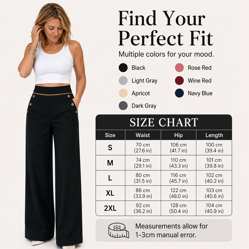 ⌛Limited-Time Offer🛍️Women's High-Waisted, Highly Stretchy Wide-Leg Pants with Contrast-Color Piping