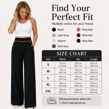 ⌛Limited-Time Offer🛍️Women's High-Waisted, Highly Stretchy Wide-Leg Pants with Contrast-Color Piping