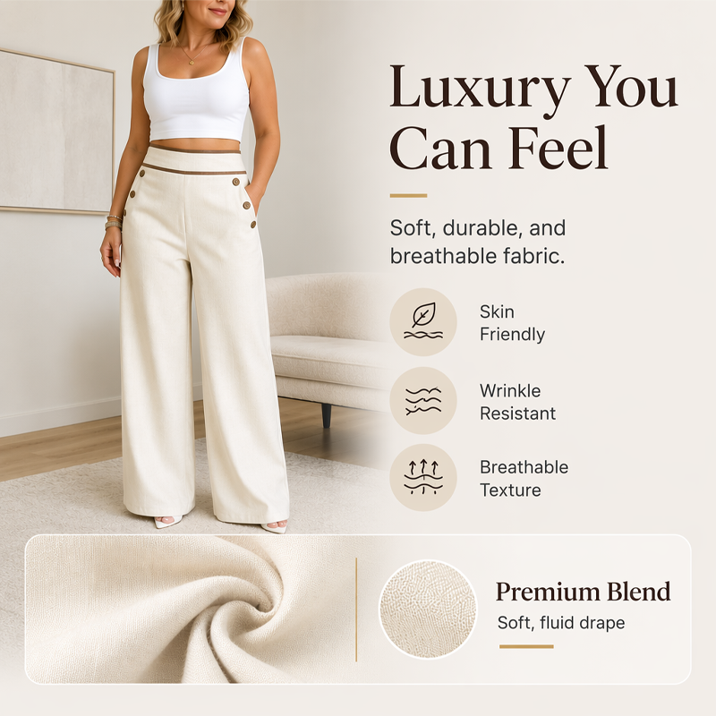 ⌛Limited-Time Offer🛍️Women's High-Waisted, Highly Stretchy Wide-Leg Pants with Contrast-Color Piping