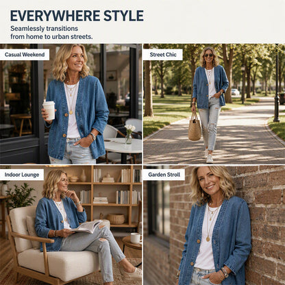 🌸Hot Sale 50% OFF💖Women's Casual Collarless Button Cardigan Jacket