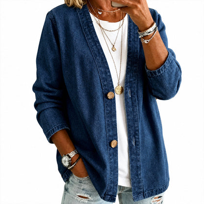 🌸Hot Sale 50% OFF💖Women's Casual Collarless Button Cardigan Jacket