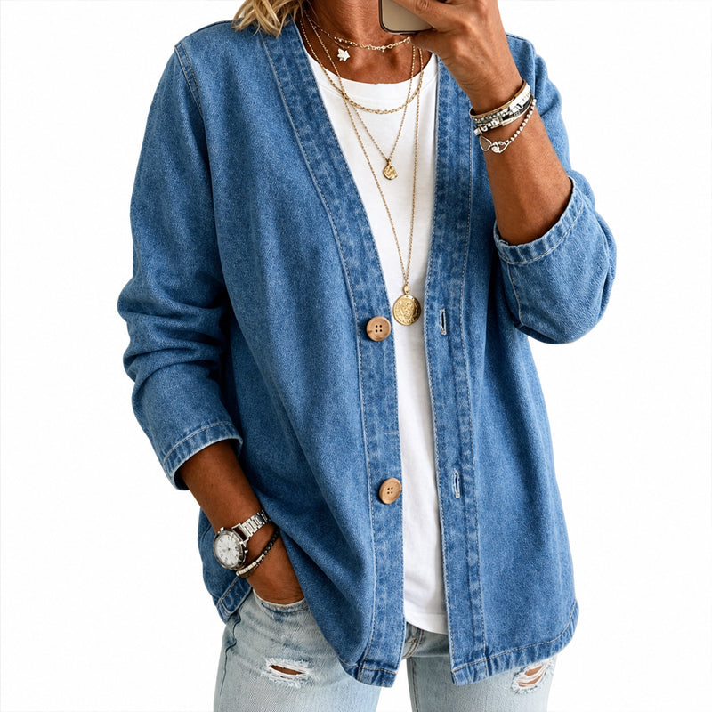 🌸Hot Sale 50% OFF💖Women's Casual Collarless Button Cardigan Jacket
