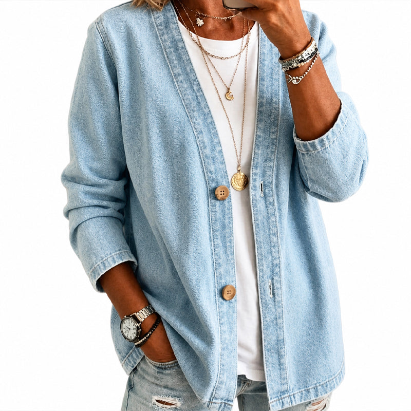 🌸Hot Sale 50% OFF💖Women's Casual Collarless Button Cardigan Jacket
