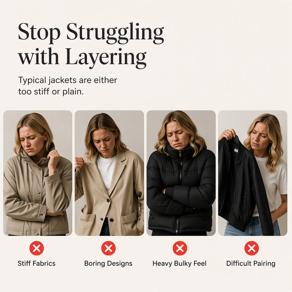 Women’s Elegant Denim Spliced Ribbed Knit Coat