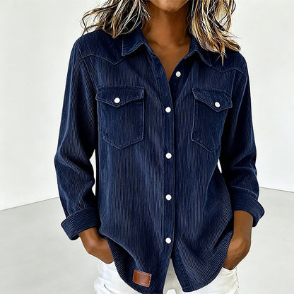 Women's Casual Ribbed Button Down Shirt