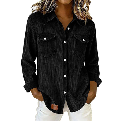 Women's Casual Ribbed Button Down Shirt