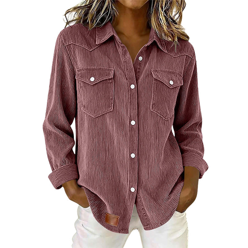 Women's Casual Ribbed Button Down Shirt