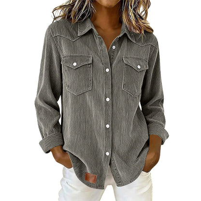 Women's Casual Ribbed Button Down Shirt