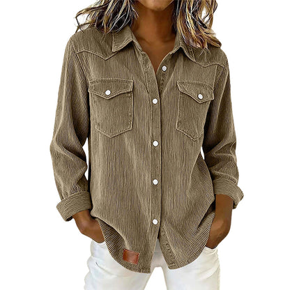 Women's Casual Ribbed Button Down Shirt