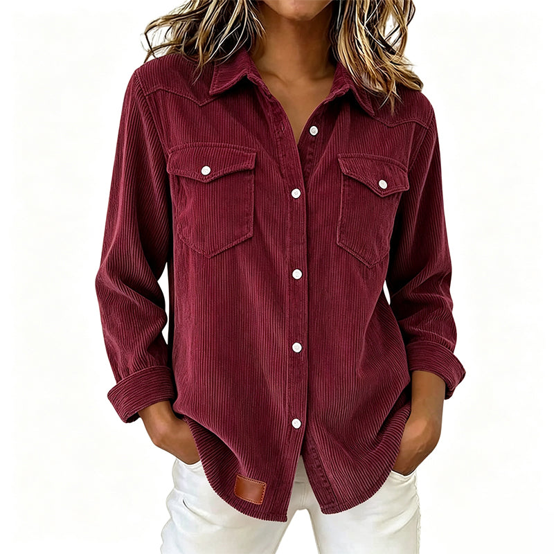 Women's Casual Ribbed Button Down Shirt