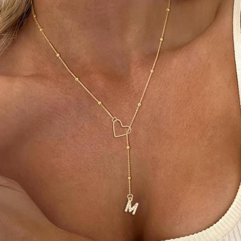 🥳2026 HOT SALE🥳💞50K+ SOLD!⏳✨Stainless Steel Y-Shape Heart Initial Necklace