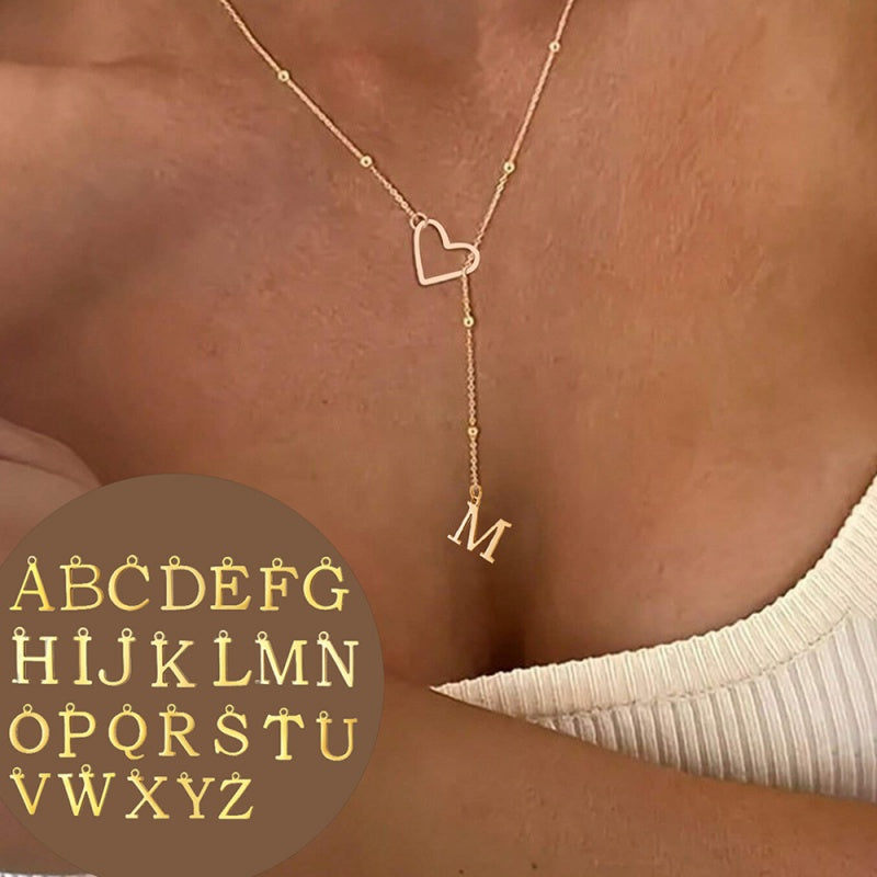 🥳2026 HOT SALE🥳💞50K+ SOLD!⏳✨Stainless Steel Y-Shape Heart Initial Necklace