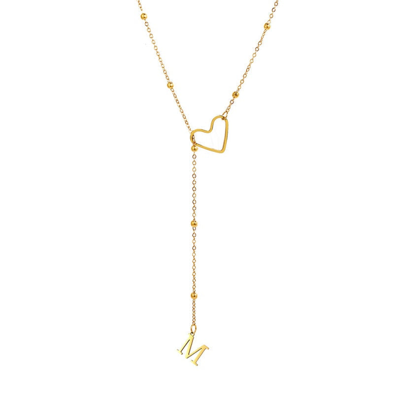 🥳2026 HOT SALE🥳💞50K+ SOLD!⏳✨Stainless Steel Y-Shape Heart Initial Necklace