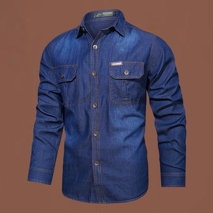 Men's Casual Long Sleeve Denim Shirt 