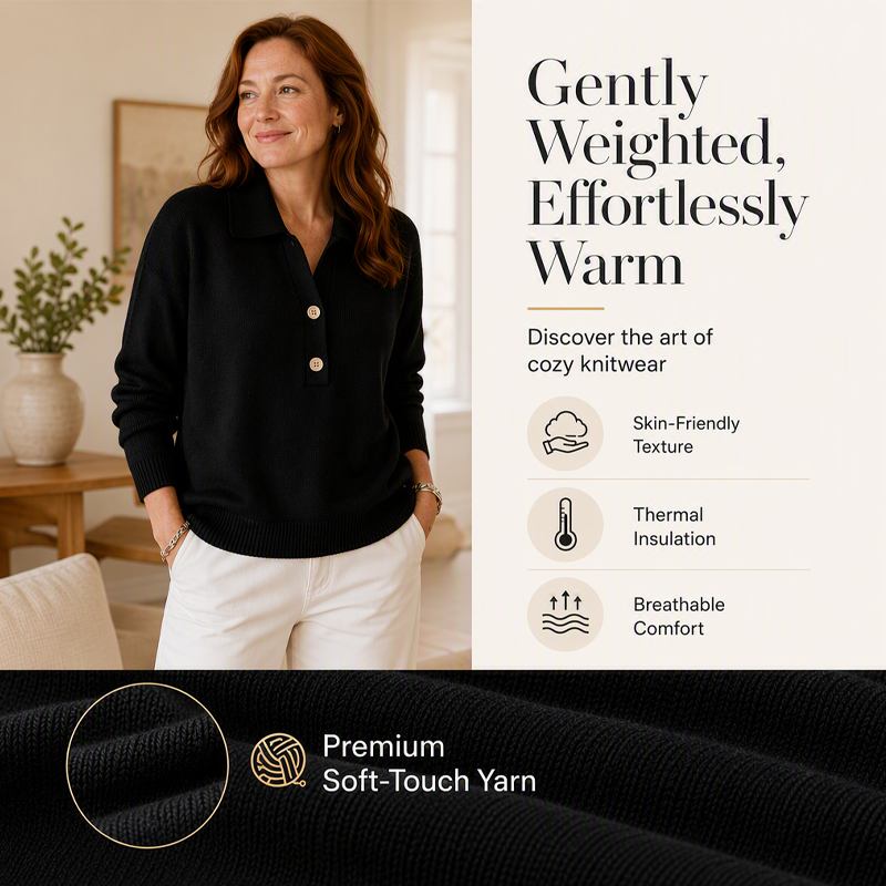 🌸Hot Sale 50% OFF💖Women's Elegant Lapel Collar Knit Sweater