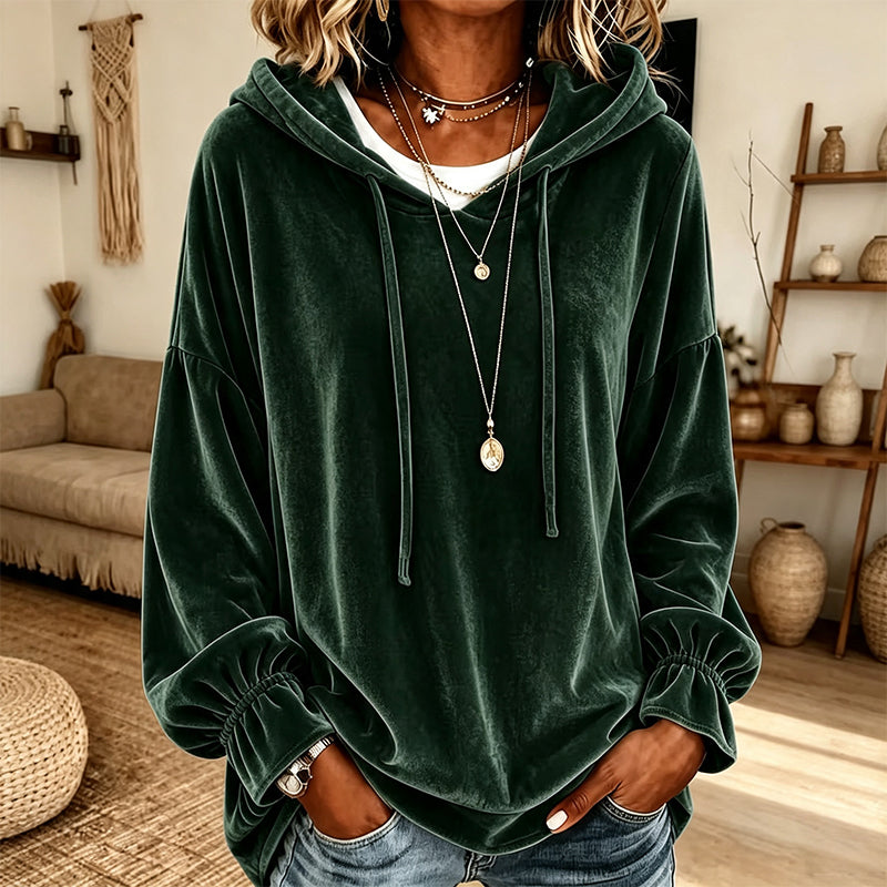 Women's Casual Velvet Hooded Sweatshirt