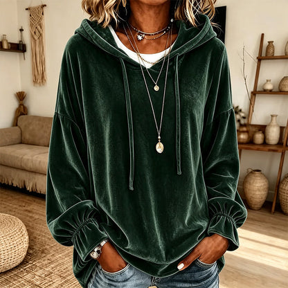 Women's Casual Velvet Hooded Sweatshirt