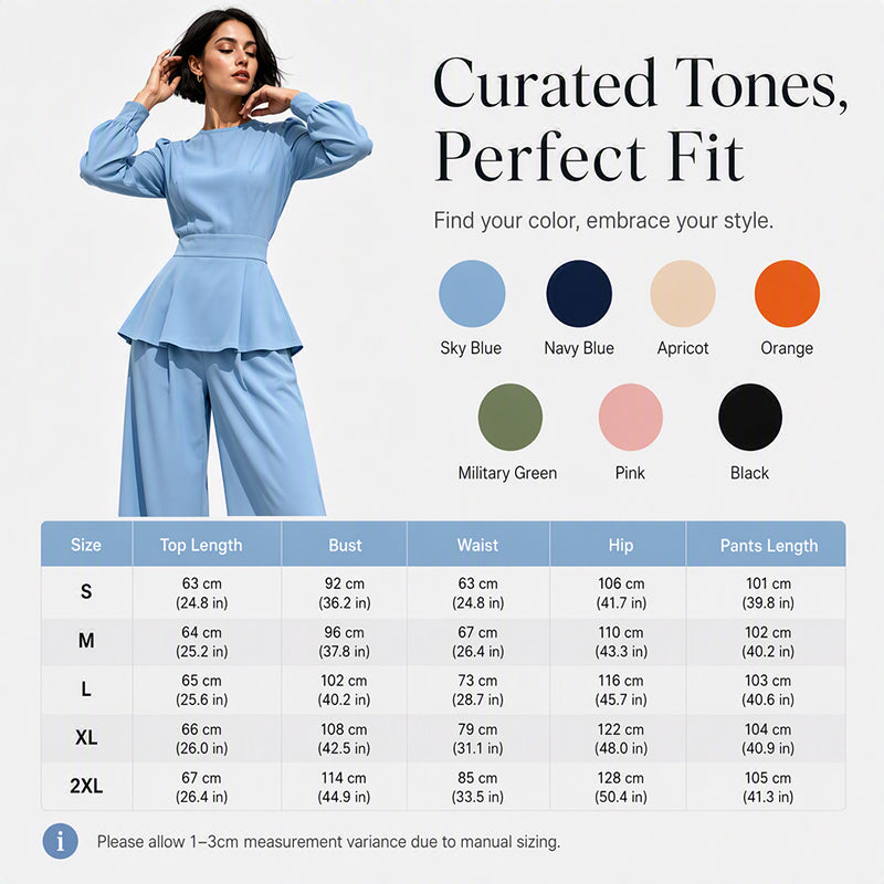 🌸Hot Sale 50% OFF💖Women's Elegant Puff Sleeve Top & Wide-Leg Pants Set