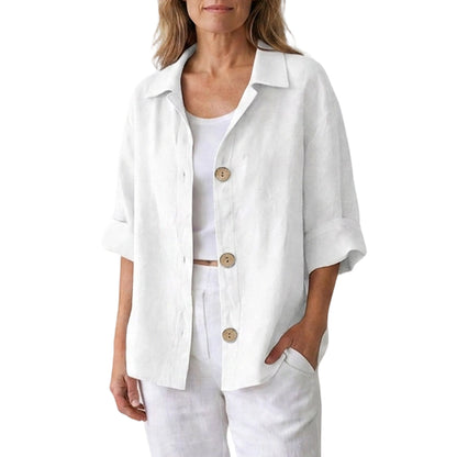Women's Retro Loose-Fit Button-Down Shirt