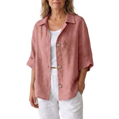 Women's Retro Loose-Fit Button-Down Shirt