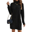 🌸Hot Sale 50% OFF💖Women's Ribbed Turtleneck Long Sleeve Sweater Dress