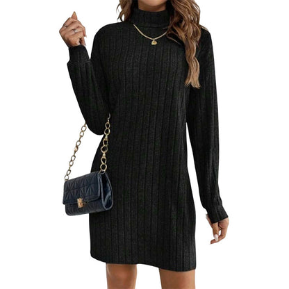 🌸Hot Sale 50% OFF💖Women's Ribbed Turtleneck Long Sleeve Sweater Dress