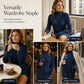 🌸Hot Sale 50% OFF💖Women's Ribbed Turtleneck Long Sleeve Sweater Dress