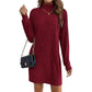 🌸Hot Sale 50% OFF💖Women's Ribbed Turtleneck Long Sleeve Sweater Dress